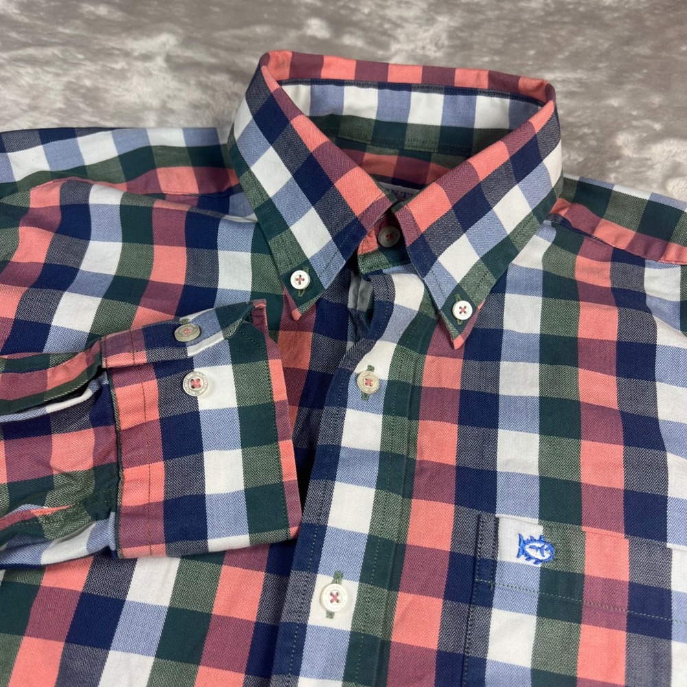 Southern Tide Mens S Small Button Down Shirt Multi Gingham Tailored Fit Cotton